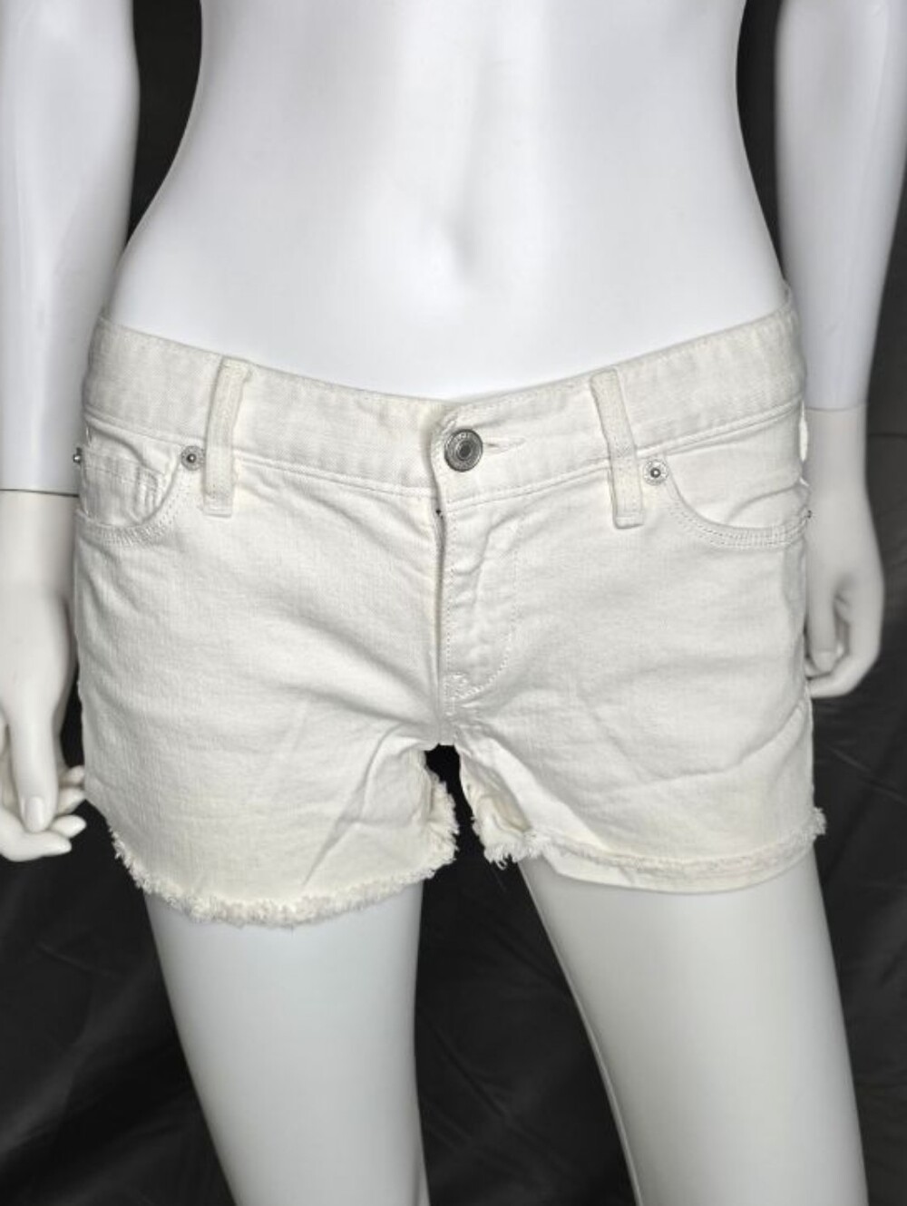 LOFT White Frayed Hem Denim Shorts